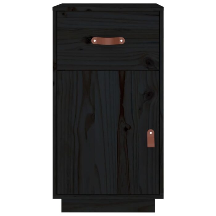 Armoire de bureau Noir 40x50x75 cm Bois massif de pin – Image 4