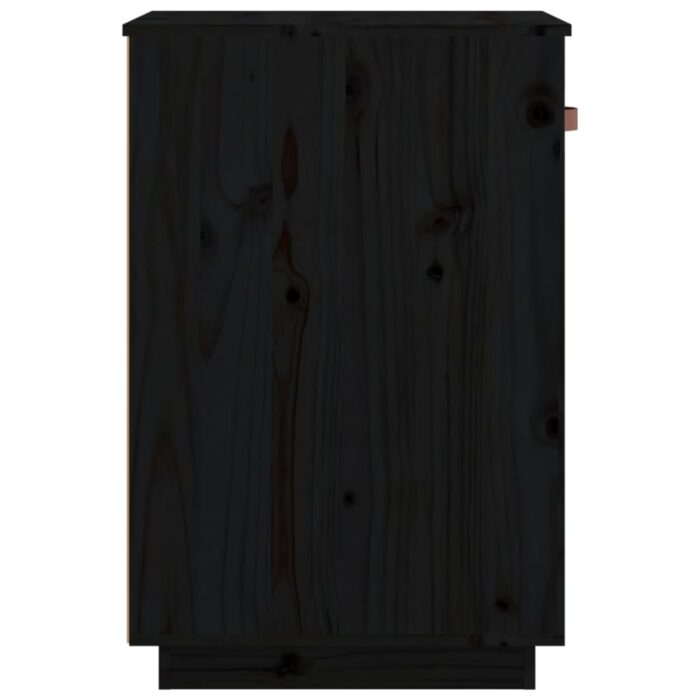 Armoire de bureau Noir 40x50x75 cm Bois massif de pin – Image 5