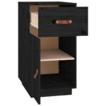 Armoire de bureau Noir 40x50x75 cm Bois massif de pin – Image 6