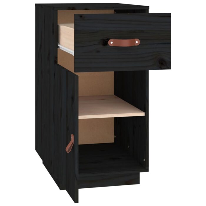 Armoire de bureau Noir 40x50x75 cm Bois massif de pin – Image 6