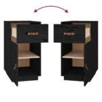 Armoire de bureau Noir 40x50x75 cm Bois massif de pin – Image 7