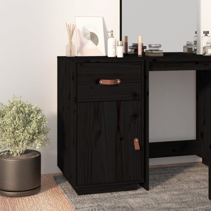 VXL8720287204947_m_en_hd_1.jpg Armoire de bureau Noir 40x50x75 cm Bois massif de pin – Image 1