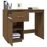 Bureau Marron miel 95x50x75 cm Bois massif de pin – Image 2