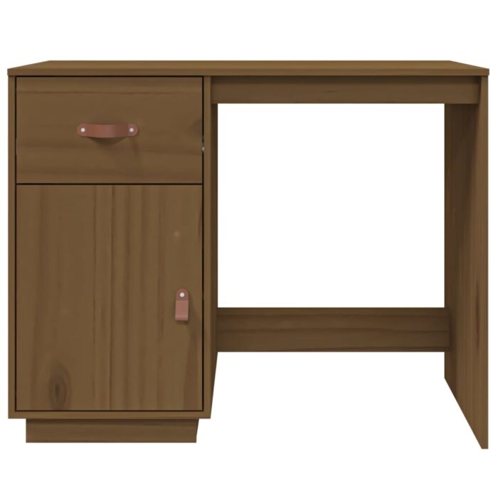 Bureau Marron miel 95x50x75 cm Bois massif de pin – Image 3