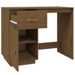 Bureau Marron miel 95x50x75 cm Bois massif de pin – Image 5