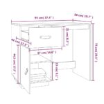 Bureau Marron miel 95x50x75 cm Bois massif de pin – Image 7