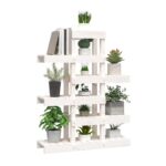 Support à plantes Blanc 85x25x109,5 cm Bois massif de pin – Image 2