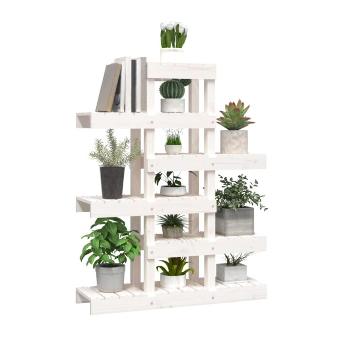Support à plantes Blanc 85x25x109,5 cm Bois massif de pin – Image 2