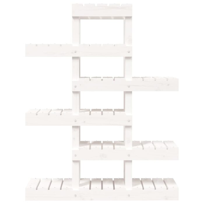 Support à plantes Blanc 85x25x109,5 cm Bois massif de pin – Image 3