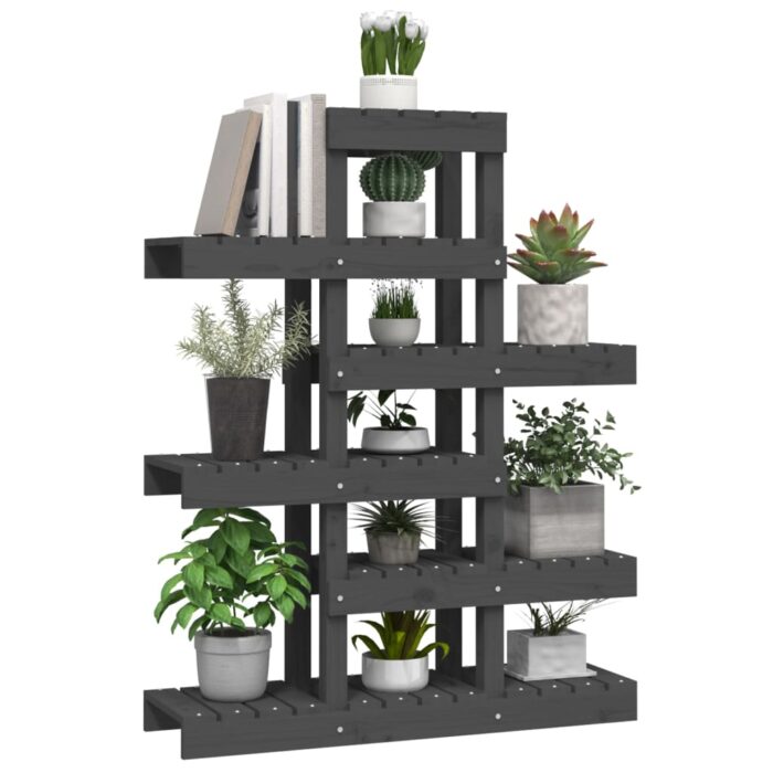 Support à plantes Gris 85x25x109,5 cm Bois massif de pin – Image 2