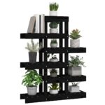 Support à plantes Noir 85x25x109,5 cm Bois massif de pin – Image 2