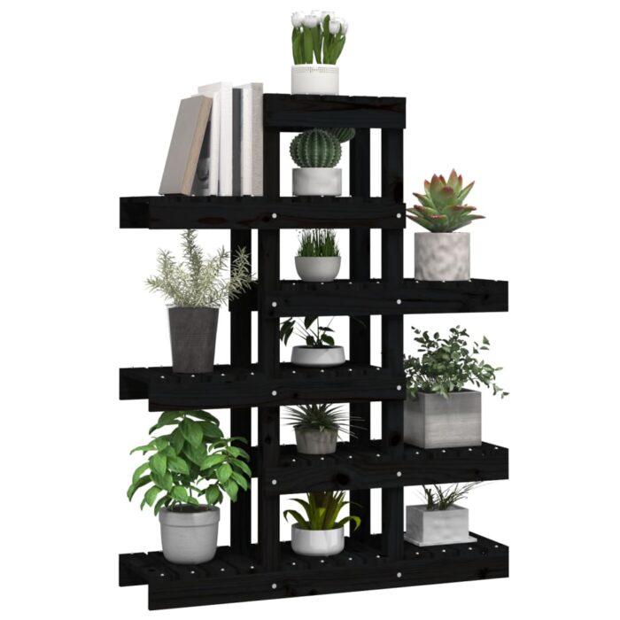 Support à plantes Noir 85x25x109,5 cm Bois massif de pin – Image 2