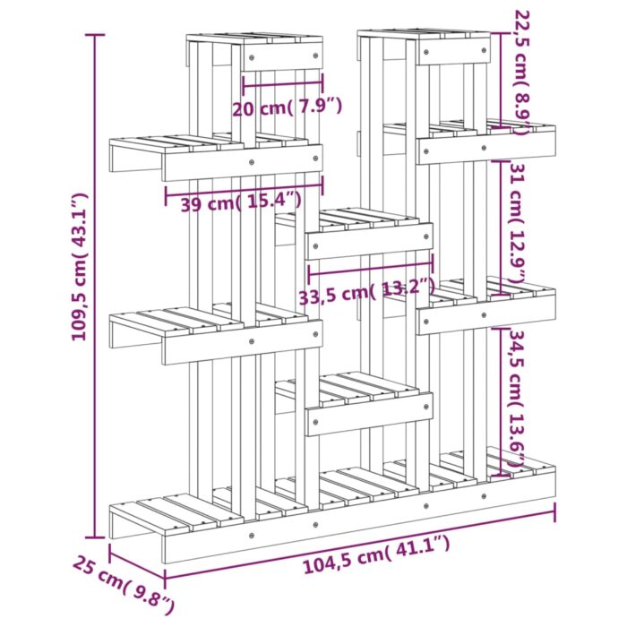 Support à plantes 104,5x25x109,5 cm Bois massif de pin – Image 6