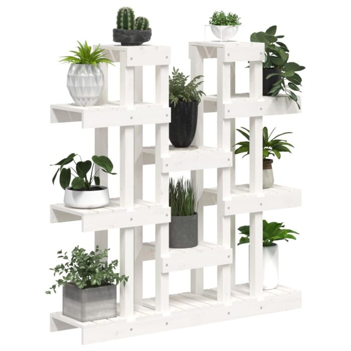 Support à plantes Blanc 104,5x25x109,5 cm Bois massif de pin – Image 2