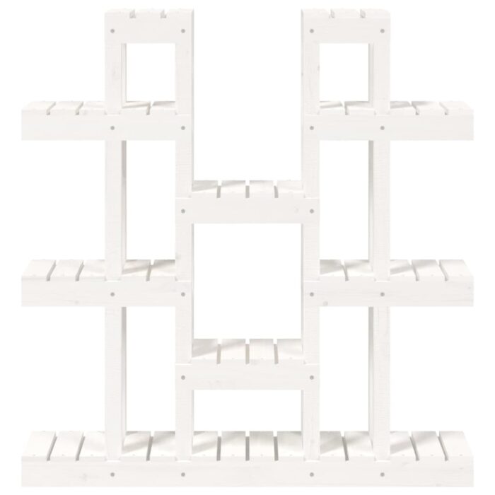 Support à plantes Blanc 104,5x25x109,5 cm Bois massif de pin – Image 3