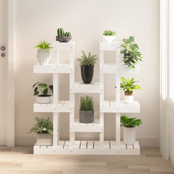 VXL8720287205906_m_en_hd_1.jpg Support à plantes Blanc 104,5x25x109,5 cm Bois massif de pin – Image 1