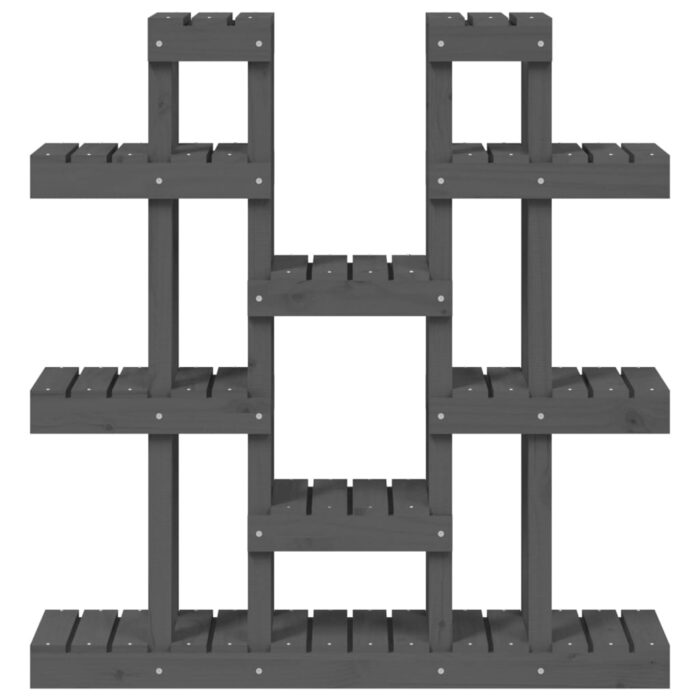 Support à plantes Gris 104,5x25x109,5 cm Bois massif de pin – Image 3