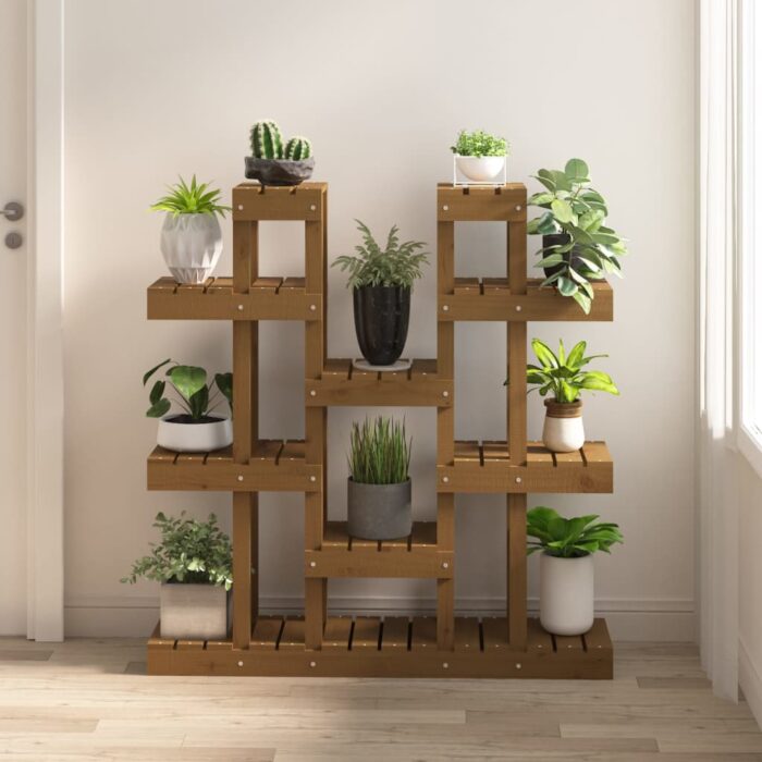 VXL8720287205920_m_en_hd_1.jpg Support à plantes Marron miel 104,5x25x109,5 cm Bois massif pin – Image 1