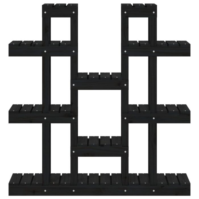 Support à plantes Noir 104,5x25x109,5 cm Bois massif de pin – Image 3