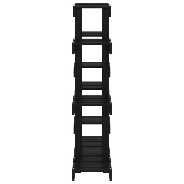 Support à plantes Noir 104,5x25x109,5 cm Bois massif de pin – Image 4