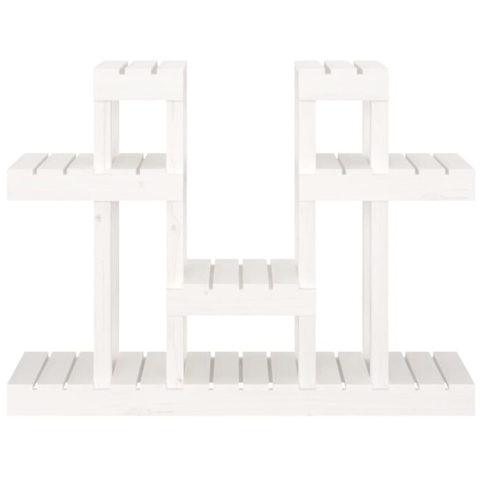 Support à plantes Blanc 104,5x25x77,5 cm Bois massif de pin – Image 3