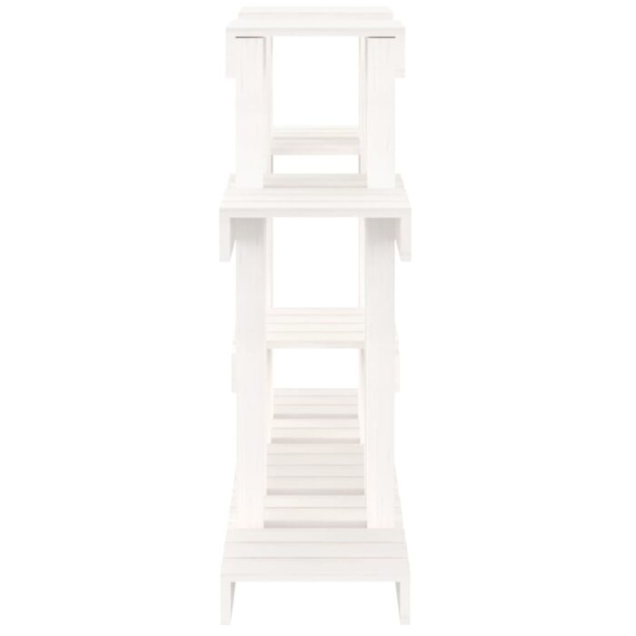 Support à plantes Blanc 104,5x25x77,5 cm Bois massif de pin – Image 4