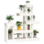 Support à plantes Blanc 92x25x97 cm Bois massif de pin – Image 2