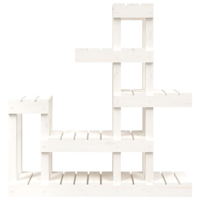 Support à plantes Blanc 92x25x97 cm Bois massif de pin – Image 3