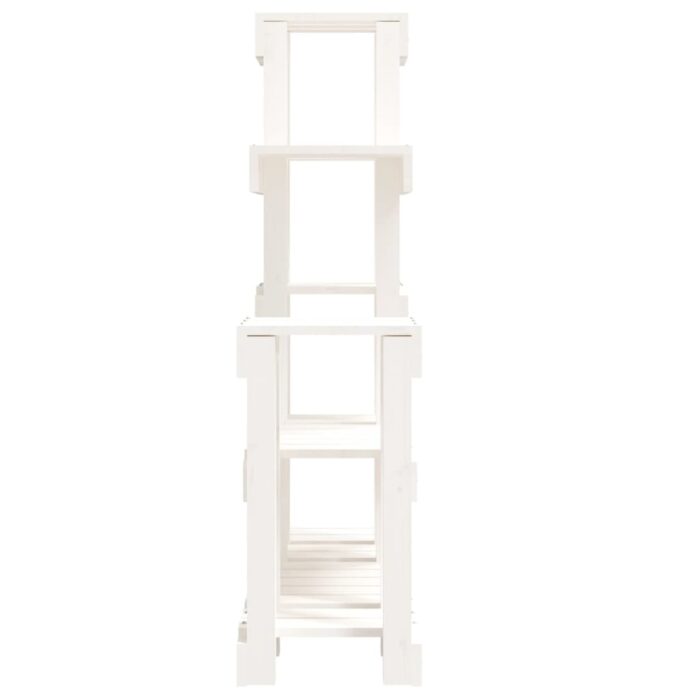 Support à plantes Blanc 92x25x97 cm Bois massif de pin – Image 4