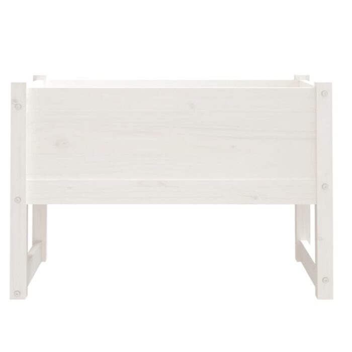 Jardinière Blanc 78x40x52 cm Bois massif de pin – Image 2