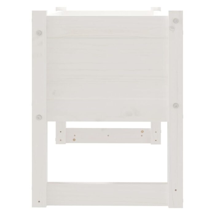 Jardinière Blanc 78x40x52 cm Bois massif de pin – Image 3