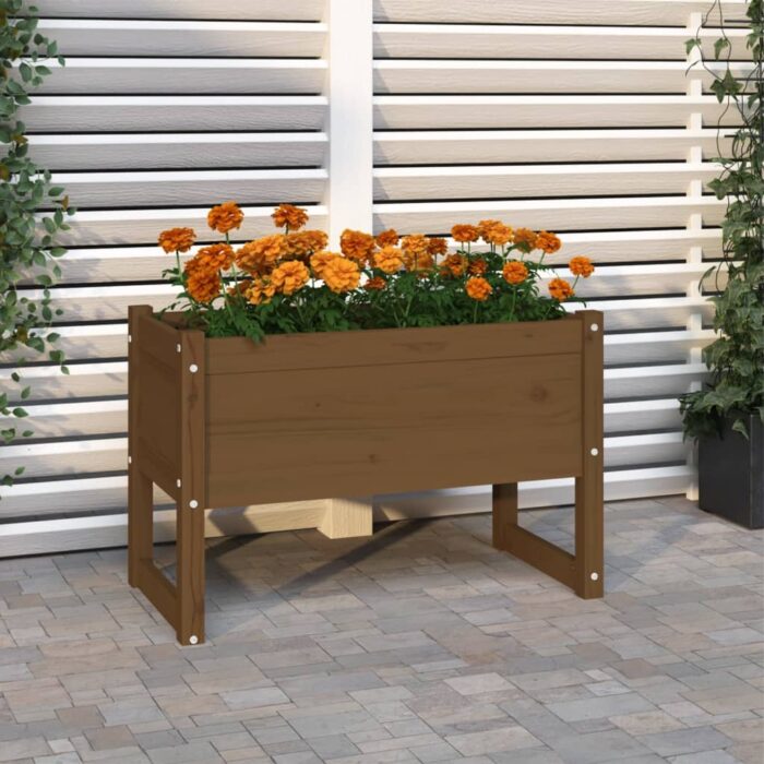 Jardinière Marron miel 78x40x52 cm Bois massif de pin – Image 1