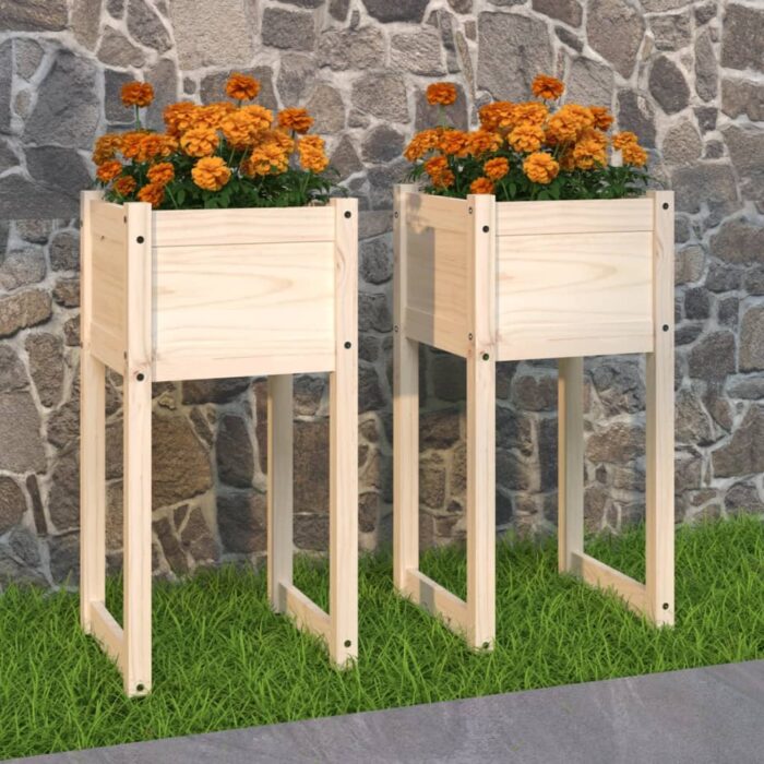 Jardinières 2 pcs 40x40x81 cm Bois massif de pin – Image 1