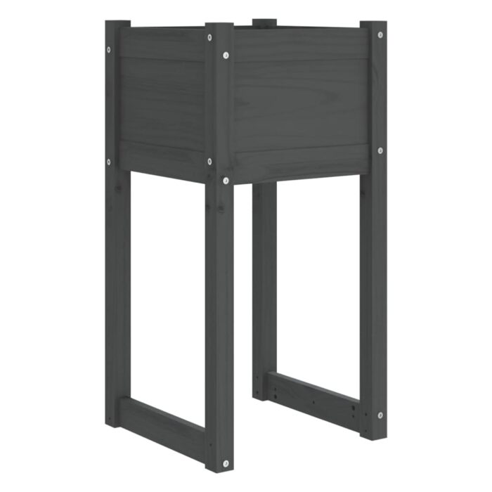 Jardinières 2 pcs Gris 40x40x81 cm Bois massif de pin – Image 2