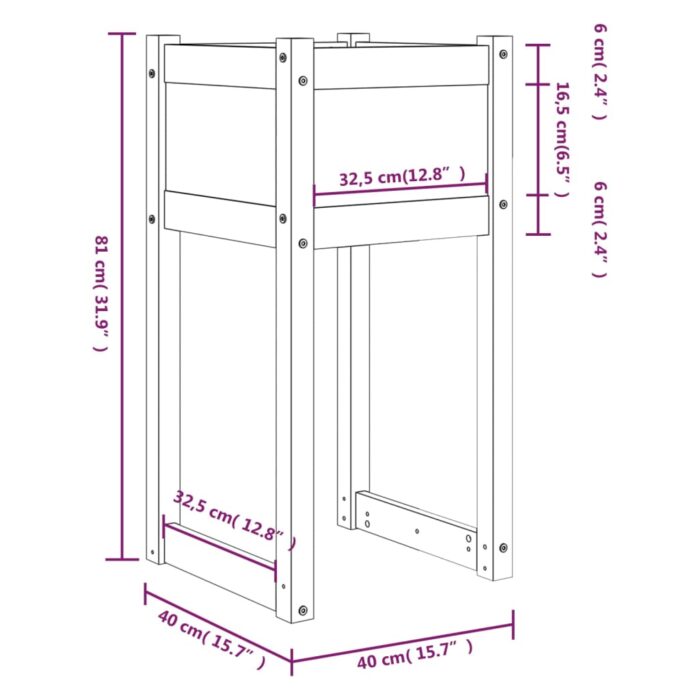 Jardinière Marron miel 40x40x81 cm Bois massif de pin – Image 5