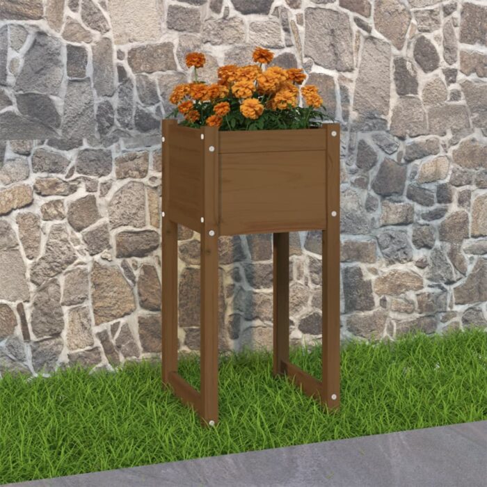 Jardinière Marron miel 40x40x81 cm Bois massif de pin – Image 1