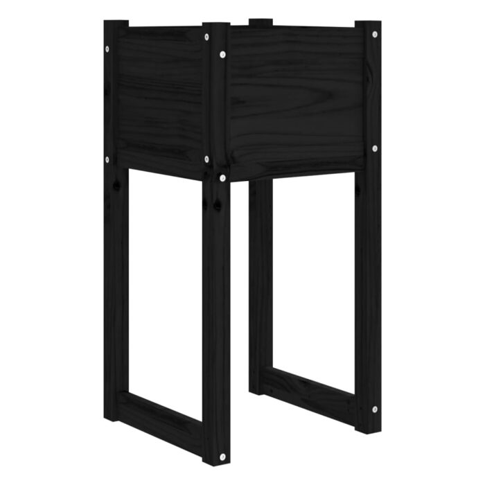 Jardinières 2 pcs Noir 40x40x81 cm Bois massif de pin – Image 2