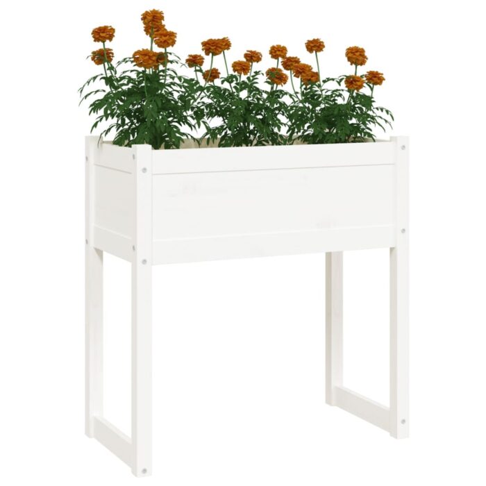 Jardinière Blanc 78x40x81 cm Bois massif de pin – Image 2
