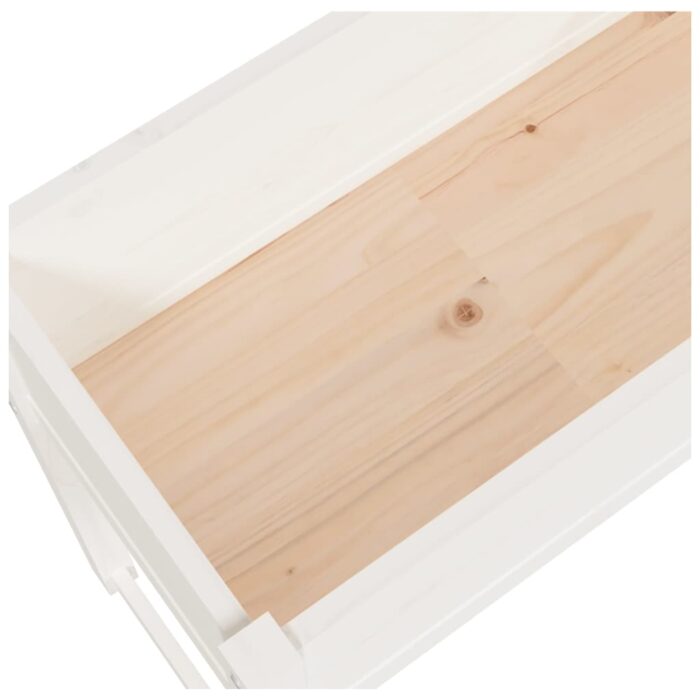 Jardinière Blanc 78x40x81 cm Bois massif de pin – Image 5