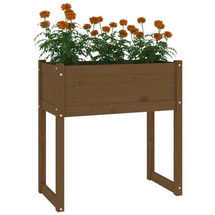 Jardinière Marron miel 78x40x81 cm Bois massif de pin – Image 2