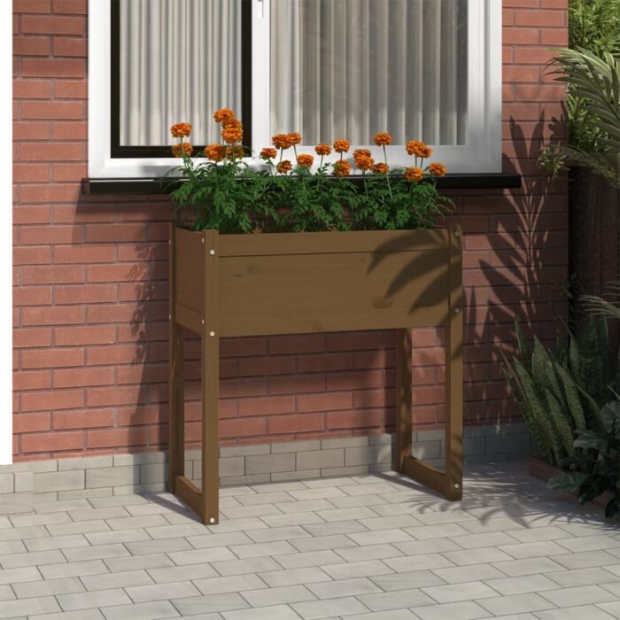 Jardinière Marron miel 78x40x81 cm Bois massif de pin – Image 1