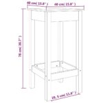 Chaises de bar lot de 2 noir 40x40x78 cm bois de pin solide – Image 4