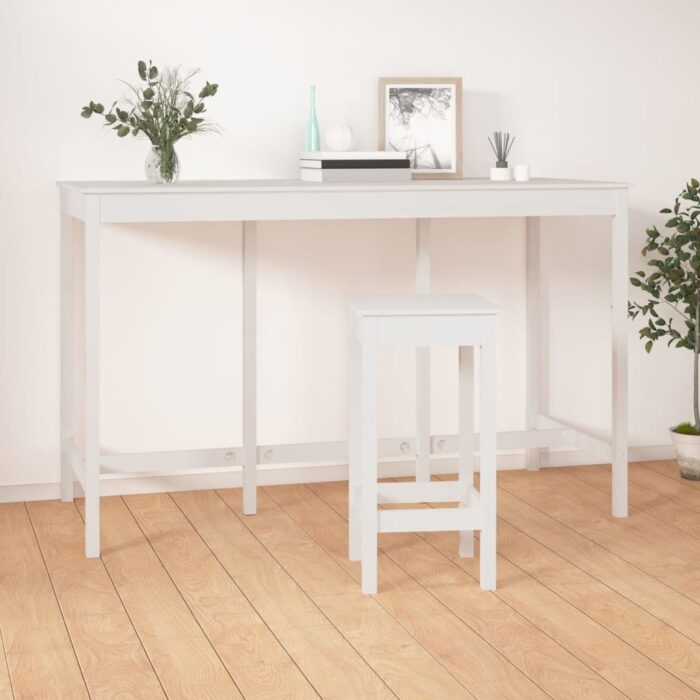 Table de bar Blanc 180x80x110 cm Bois massif de pin – Image 3