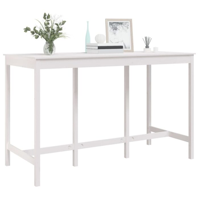 Table de bar Blanc 180x80x110 cm Bois massif de pin – Image 4