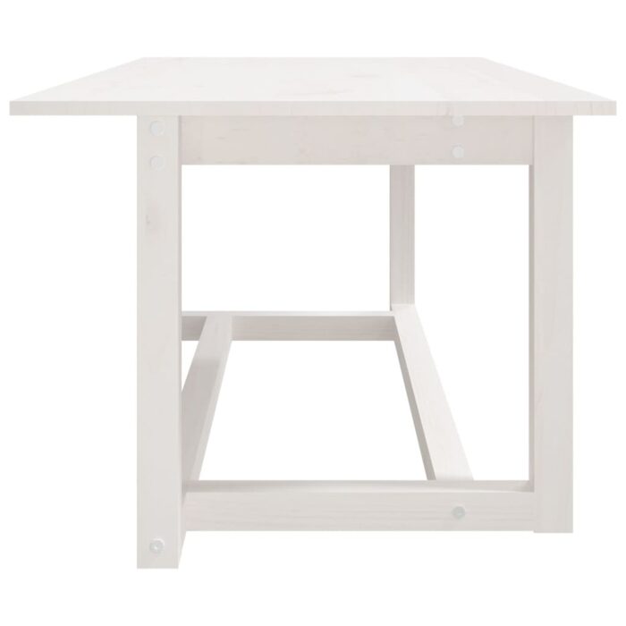 Table basse Blanc 110x55x45 cm Bois massif de pin – Image 2