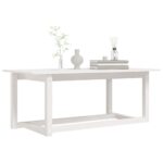Table basse Blanc 110x55x45 cm Bois massif de pin – Image 4