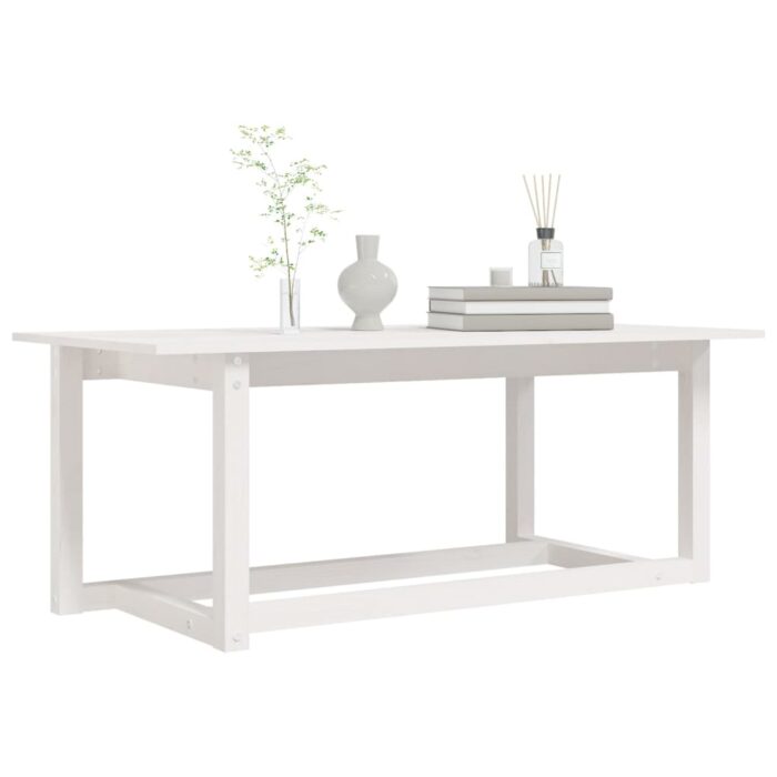 Table basse Blanc 110x55x45 cm Bois massif de pin – Image 4