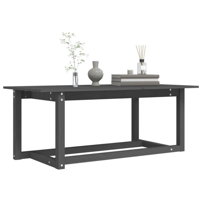 Table basse Gris 110x55x45 cm Bois massif de pin – Image 4