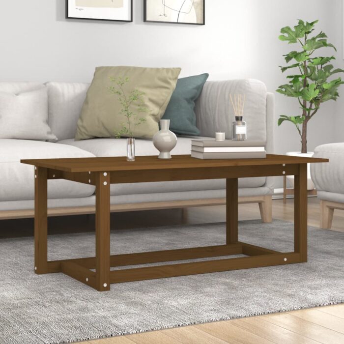VXL8720287206675_m_en_hd_1.jpg Table basse Marron miel 110x55x45 cm Bois massif de pin – Image 1