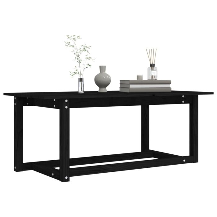 Table basse Noir 110x55x45 cm Bois massif de pin – Image 4